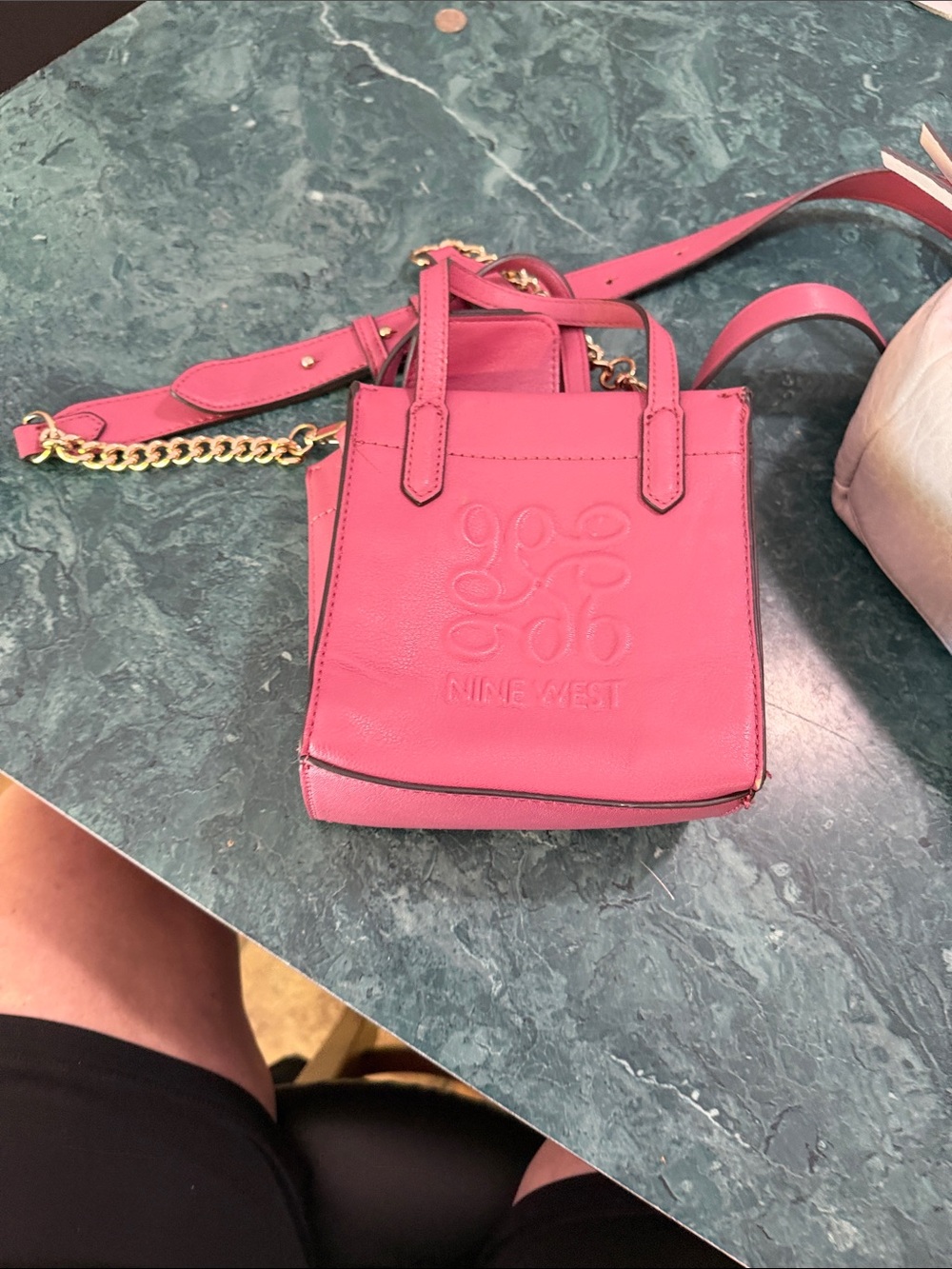 Nine West Hot Pink Mini Leather Tote with Chain Strap